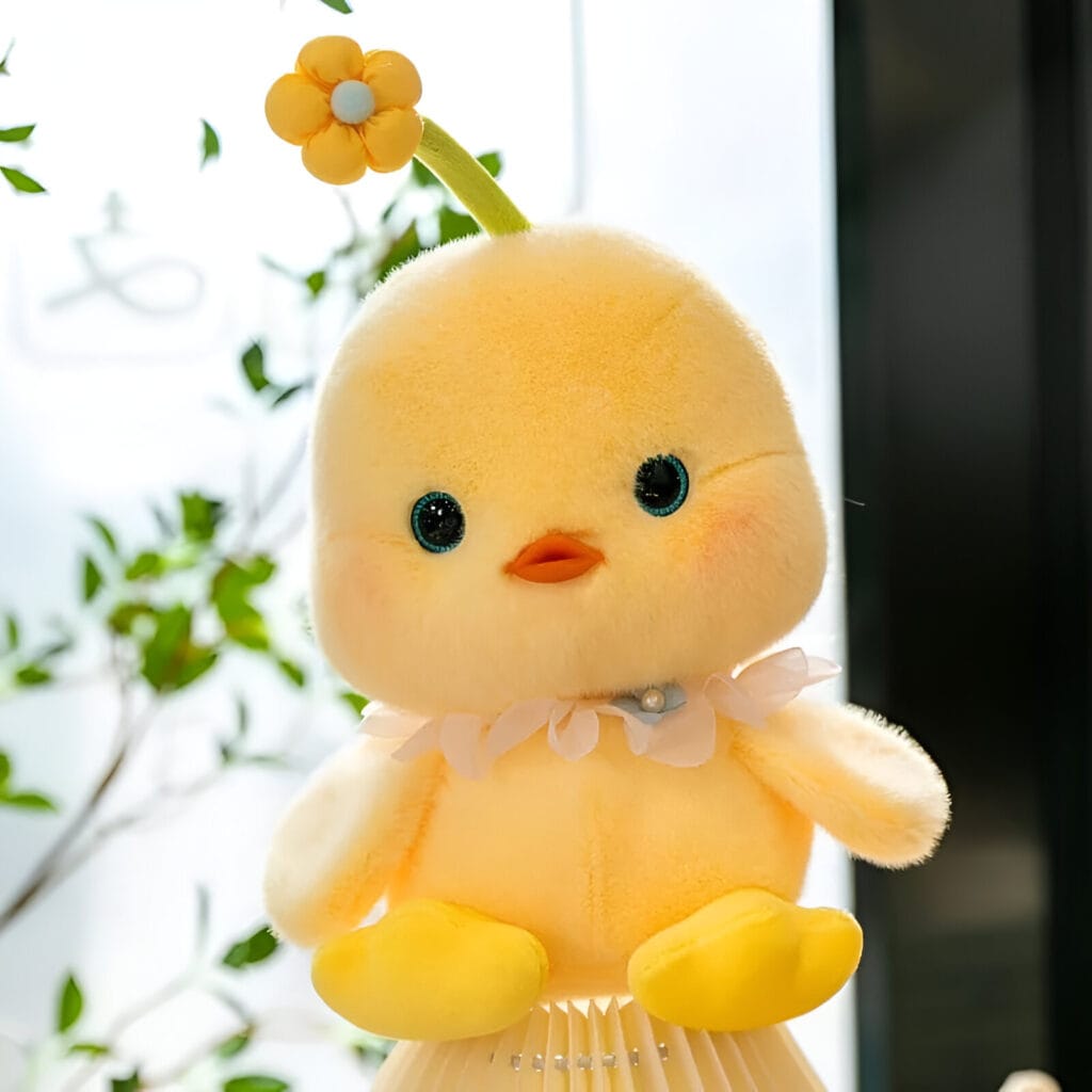 Close-up of Scooba Duck plush toy, showing soft, child-safe fabric and cute duck features, perfect for playtime and snuggles