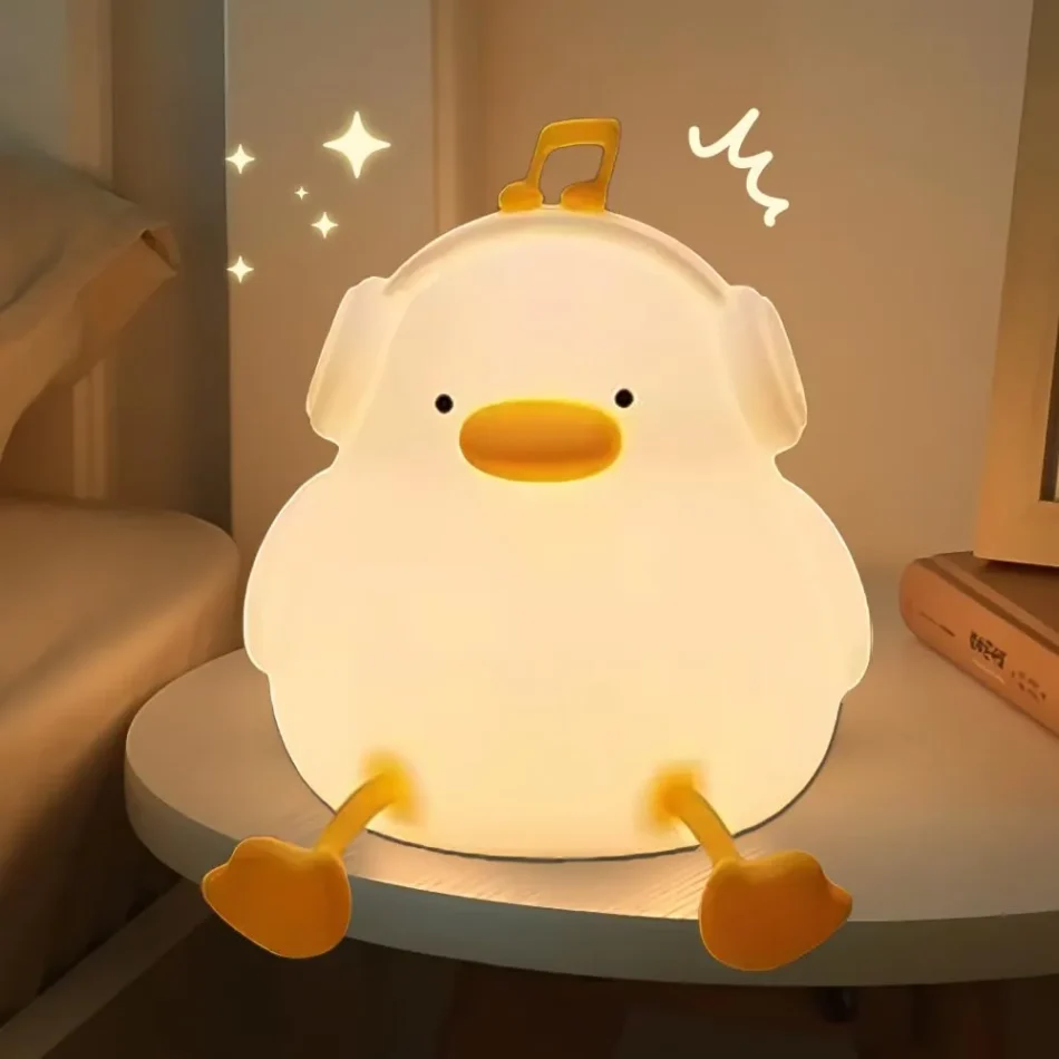 Adorable Headphone Duck Night Lamp with Warm Glow