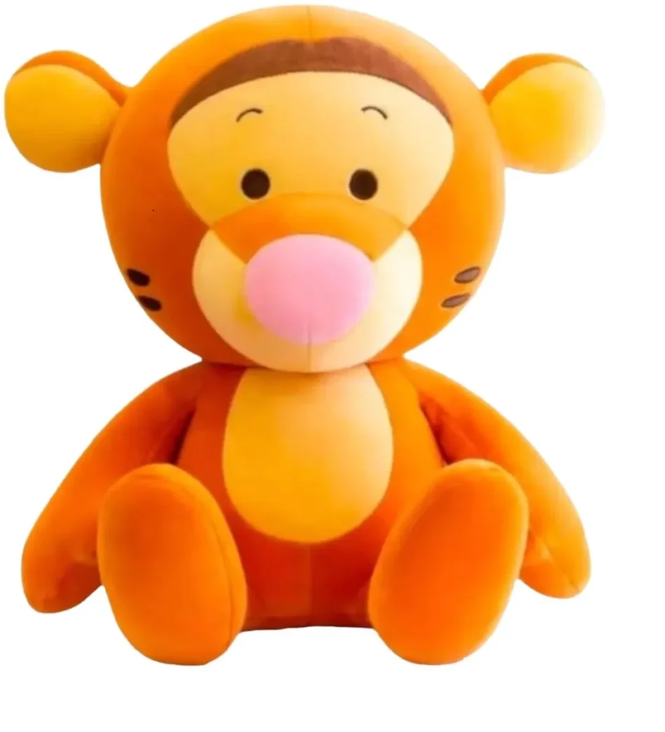 Adorable Tiger Plush Toy sitting upright with a friendly expression, made of soft orange fabric