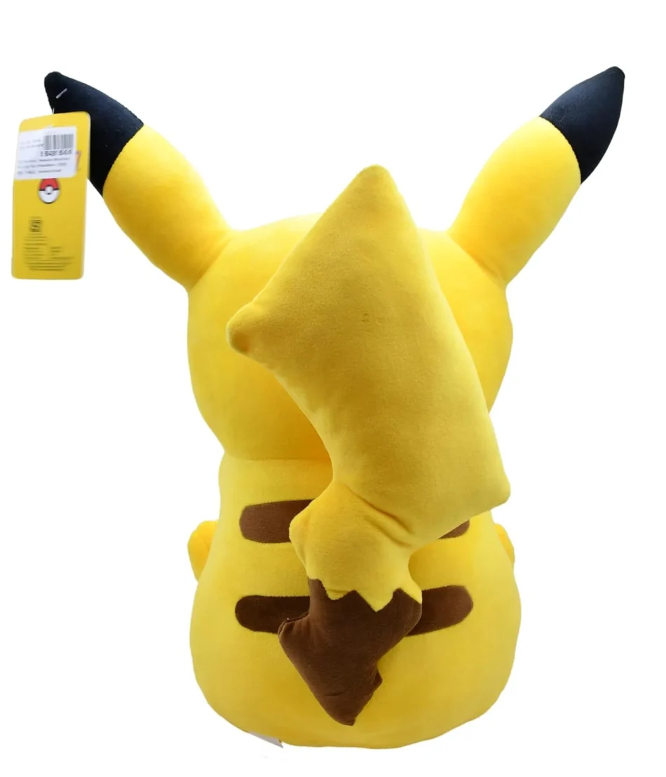 Back view of Pikachu Soft Plush Toy showing its tail and brown stripes