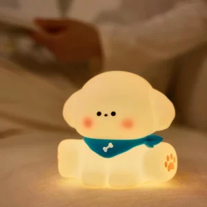 Soft glowing Dog Lamp on a bed